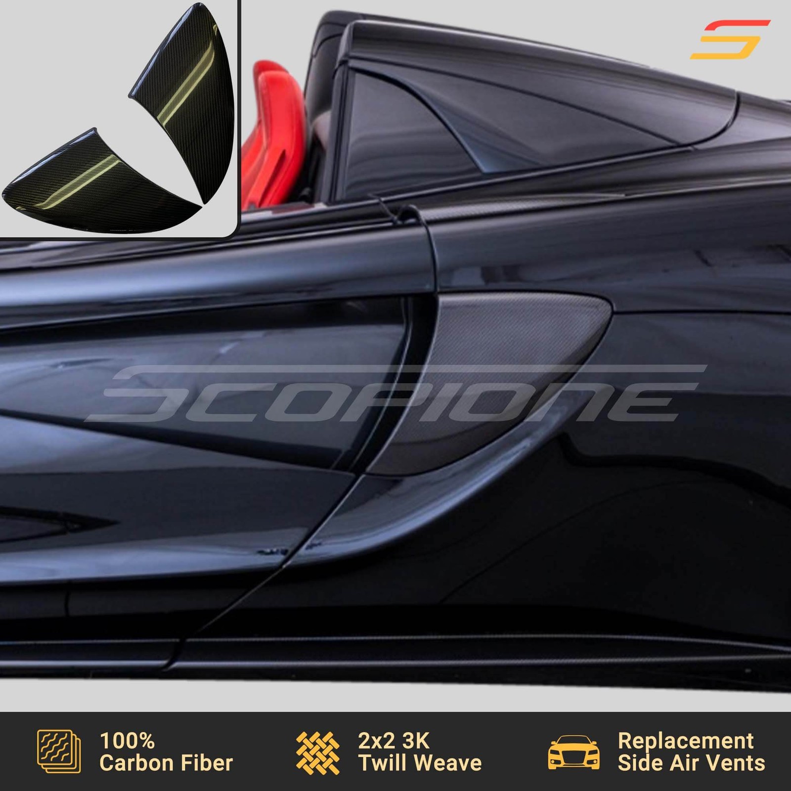 Scopione Carbon Fiber Side Air Intake Covers for McLaren 540C 570GT 570S 600LT
