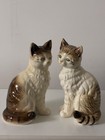 A set of two cat figurines. Colors of white and brown with light eyes. 9" H — photo 2