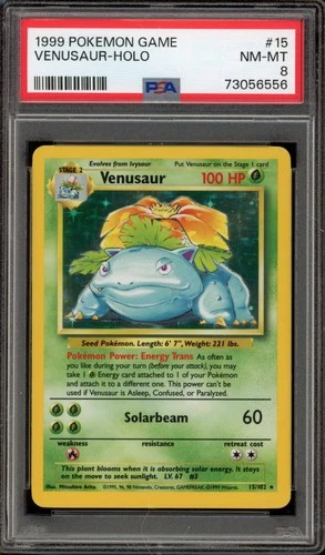 Pokemon Venusaur Base Set Unlimited Holo Rare #15 PSA 8