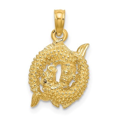 10K Gelbgold 3-D Fische Sternzeichen Anhänger L-19,85mm, B-11,7mm 2,03gm