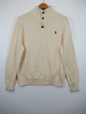 Polo Ralph Lauren Mockneck Sweater Men Large Cream Color Cotton