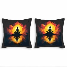 Set of 2 18x18in Throw Pillow Covers -Serene Scene Vibrant Clouds  Glowing Sun