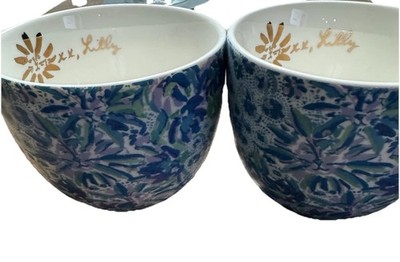Lilly Pulitzer Ceramic Coffee Tea Cup Mug Tiger Lily Floral Set Of 2 No Damage