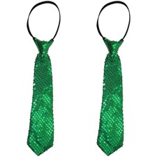 PENTA ANGEL Men Sequin TiePcs Adjustable Zipper Shine Neckties for 2 Green