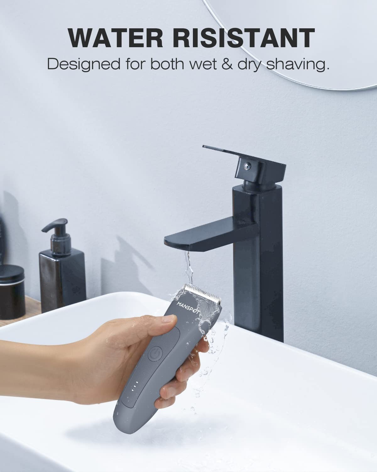 MANSPOT Electric Groin Hair Trimmer Finishing Trimmers, Men's Airy Blue 