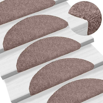 Treppenmatten Set 15tlg hellbraun nadelstanzt Polypropylen rutschfest 56x17x3cm