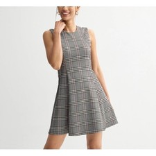 Nine West Sleeveless Tang Blue Glen Plaid Fit & Flare Mini Dress Women's Size S