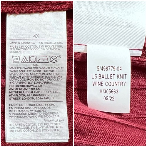 4X NWT OLD NAVY Women’s Plus Size Long Sleeve Fitted Rib Knit Maroon Mini Dress - Picture 6 of 8