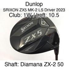 Dunlop SRIXON ZX5 MK-2 LS Driver 2023 1W Driver 10.5 Diamana ZX-2 50 Stiff Regul