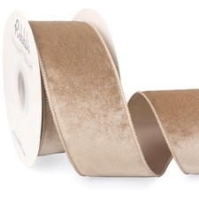 Camel Velvet Wired Ribbon 2.5 Inch x 10 Yards Continuous Satin Christmas Decor