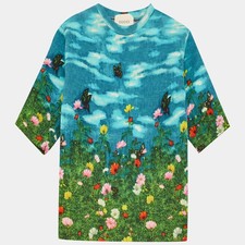 Gucci Kids Blue Garden Print Neoprene Sweatshirt 6Yrs