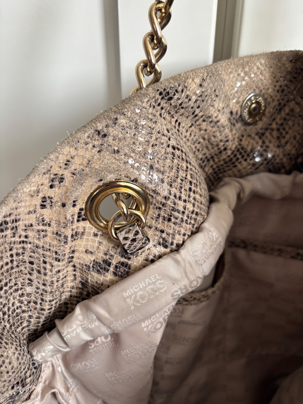 Michael Kors Jet Set Python Chain Suede Leather C… - image 15