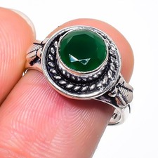 Green Onyx Gemstone 925 Sterling Silver Jewelry All Size Ring For Gift