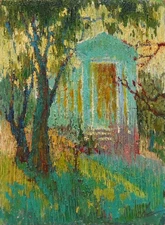 Landscape painting Original art Impressionism Oil on panel by S. Chernyakovsky