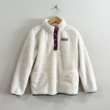 Vineyard Vines Girls Sherpa Pullover Jacket M 10-12 Ivory Cozy Preppy Gorpcore