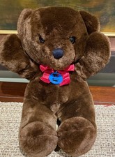 Vintage Dakin Teddy Bear 13  Fun Farm Plush 1986 Chocolate Brown Korea EUC