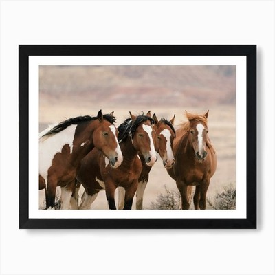 Pferdeherde Kunstdruck gerahmt Wandbild Poster Leinwanddruck Bild