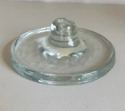 Vintage MCM handmade BLENKO Art  glass candlestick holder Clear Round Disc 6.75”