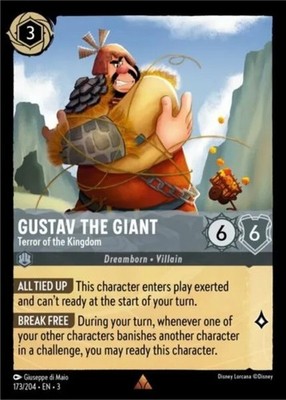x1 Gustav the Giant - Terror of the Kingdom - 173/204 - Rare Lorcana DLC03 Into 