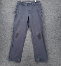 Duluth Trading Pants Mens 32x34 Blue Relaxed Fit Flex Fire Hose Workwear Canvas