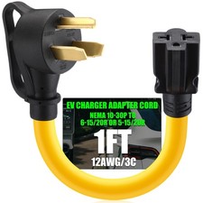 30 Amp to 20 Amp Dryer to EV Charger Adapter compatible with NEMA 10-30P to 5.