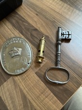 Antique Vintage Lot , Key, Whistle And Badge/buckle
