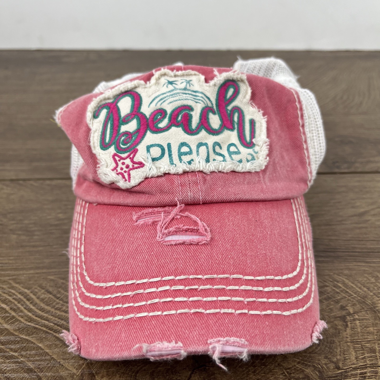 Beach Please Hat Beach Hat Red Adjustable Hat Red… - image 4