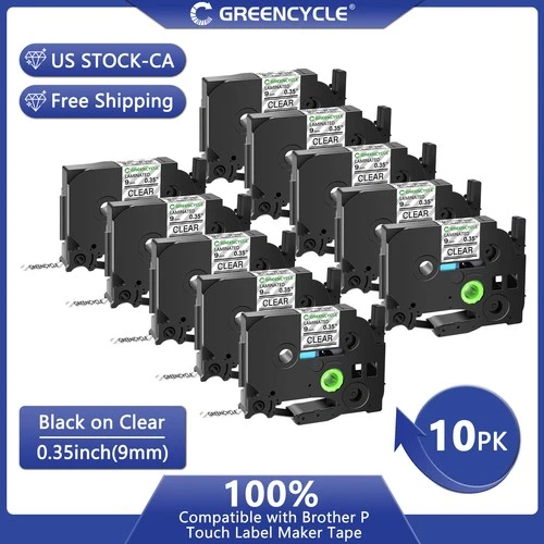 Flash Sale Price Fit Brother P-Touch TZE-121 9mm Black on Clear Label Tape 10PCS deal from eBay