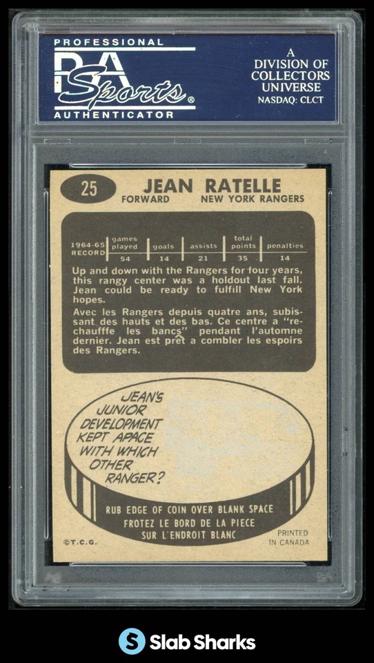 1965 TOPPS #25 JEAN RATELLE PSA 8 | eBay
