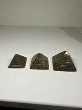 Vintage Solid Brass Egyptian Pyramids, Stackable, Set of Three