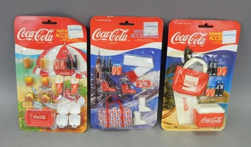 3 MoC Vintage Coca Cola 1986 BBI Fun Doll Accessories For Barbie Bag Food Cooler