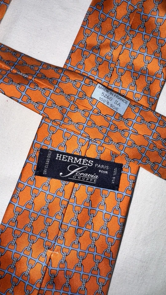 Cravatta Hermès Paris 100% seta - Imagen 3 de 4