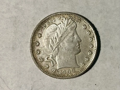 1909 Barber Silver Quarter No Mint Mark Great Condition Ungraded