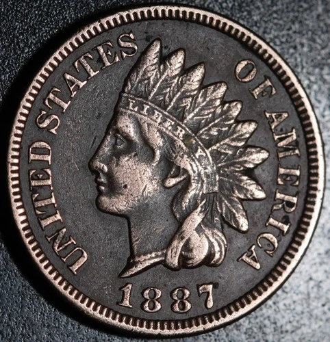 1887 INDIAN HEAD CENT - With LIBERTY & DIAMONDS - XF EF