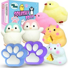 8 Pcs Taba Squishy Pack - Squishies Pack Include 2 Penguins,2 Chick, 2 Cat Paws