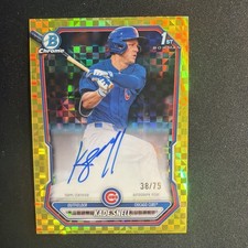 Kade Snell 2026 Bowman Chrome Prospect Autographs Yellow X-Fractor 38/75 Cubs