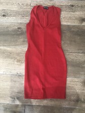 Pretty Little Thing Red Mini Dress V Neck Cut Size 8 Great Condition