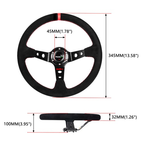 14" Suede Steering Wheel + Quick Release + Hub Adapter For Honda Civic 96-00 EK - Picture 4 of 12