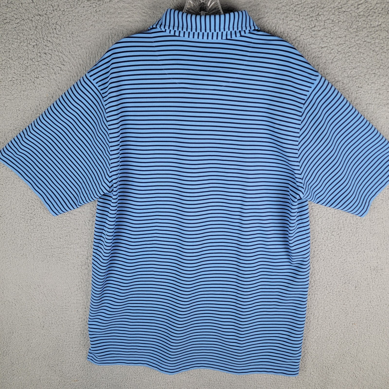 Donald Ross Golf Shirt Mens Medium Polo Blue Striped Sport Short Sleeve