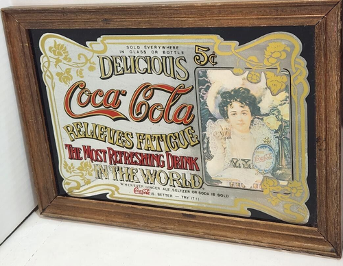 Rare Vintage Coca Cola Mirror Sign 13" x 9" Hand Made in England Cosalt Grimsby - Picture 2 of 9
