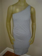 NWT Kardashian Kollection Black/White Striped ASYMMETRICAL Dress Womens Medium M