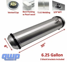 Gas Tank/ Fuel Tank 6.25 Gallon 8" x30" Spun Aluminum End Fill 3/8'' NPT Outlet 