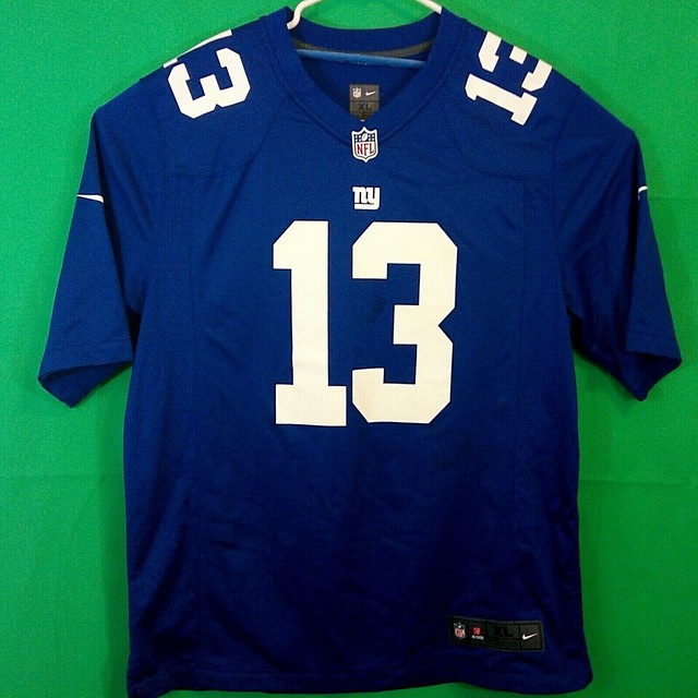 NIKE ON FIELD NFL NY MEN'S XL 13 BECKHAM JR SHORT SLEEVE BLUE VENTED