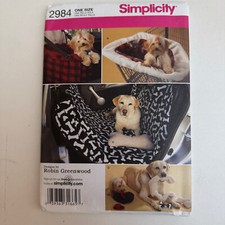 Simplicity Pattern 2984 Dog Car Seat~Seat Cover~Shopping Cart Cover & Toys Uncut
