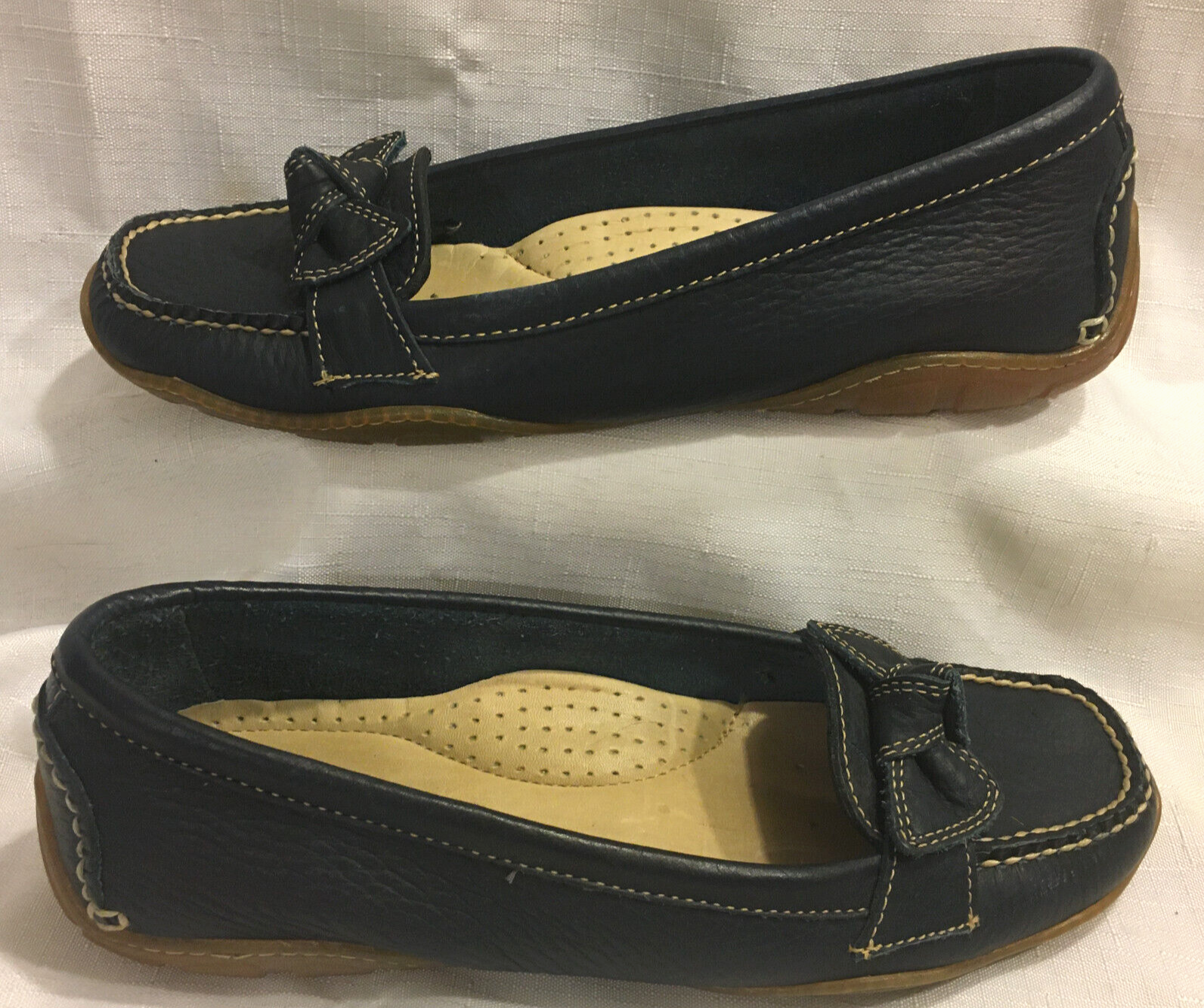 SAOLA Mocassini mocassini L L Bean in pelle blu navy scarpe da guida comode suola Vibram taglia 7 5