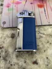 Comoy's of London Soft Flame Pipe Lighter and Tools - Blue and Silver - New