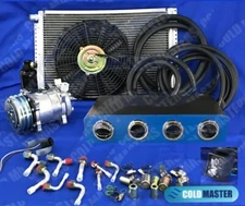 Universal Underdash Air Conditioner A/C Kit 450 14X20 & Elec-Harness Blue Chrome