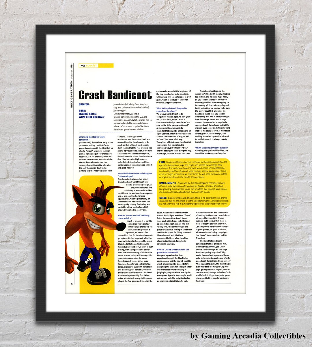 Crash Bandicoot Playstation PS1 Character Glossy Promo Ad Poster 