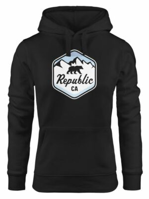 Hoodie Damen Republic California Bär Berge Wappen Print Aufdruck