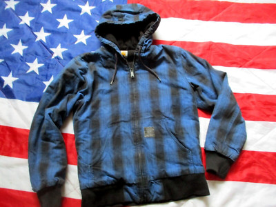 RARE vintage CARHARTT WIP american ACTIVE fleece gefüttert BLUE check JACKE COAT s
